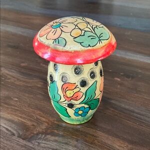 Vintage Wooden Mushroom - Russian trinket box